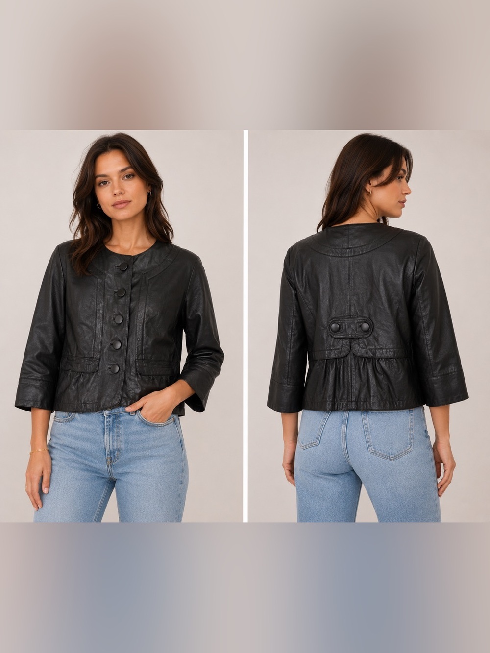 Vintage Cynthia Cynthia Steffe Black Leather Jacket – Size XS